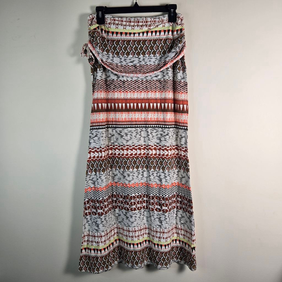 Athleta Dresses & Skirts - Women's Athleta White Brown Geometric Strapless Maxi Dress S